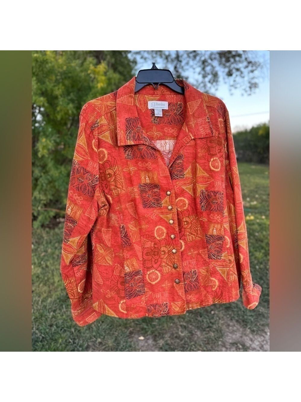 Christopher CJ Banks Linen Cotton Jacket Womens X Fall Colors Long Sleeves